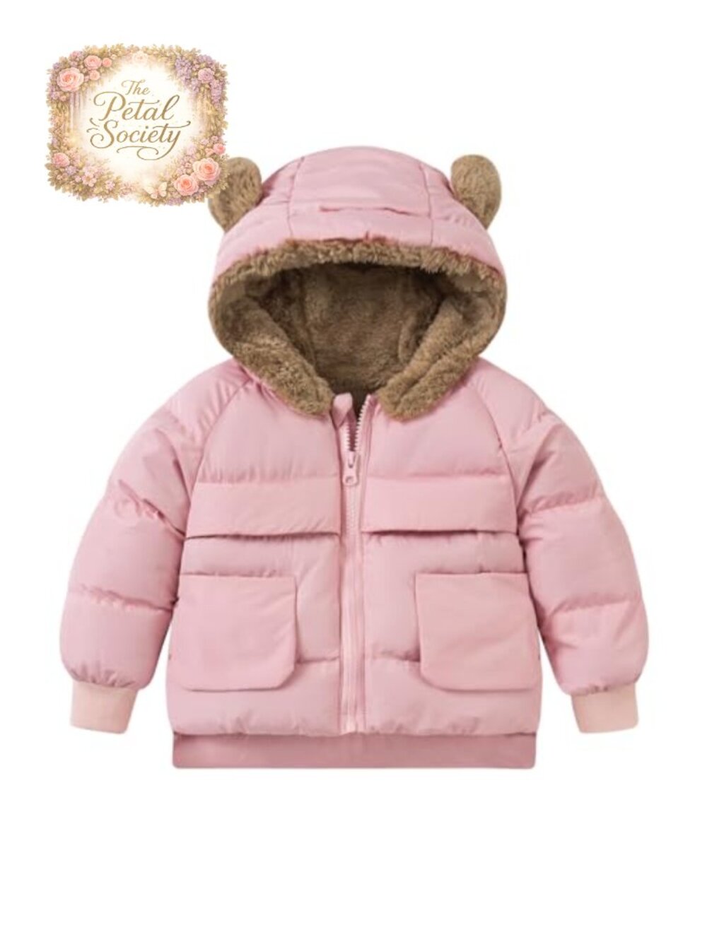 Toddler Girls Puffer Coat Bear Hooded Winter Jacket 6M-5Y